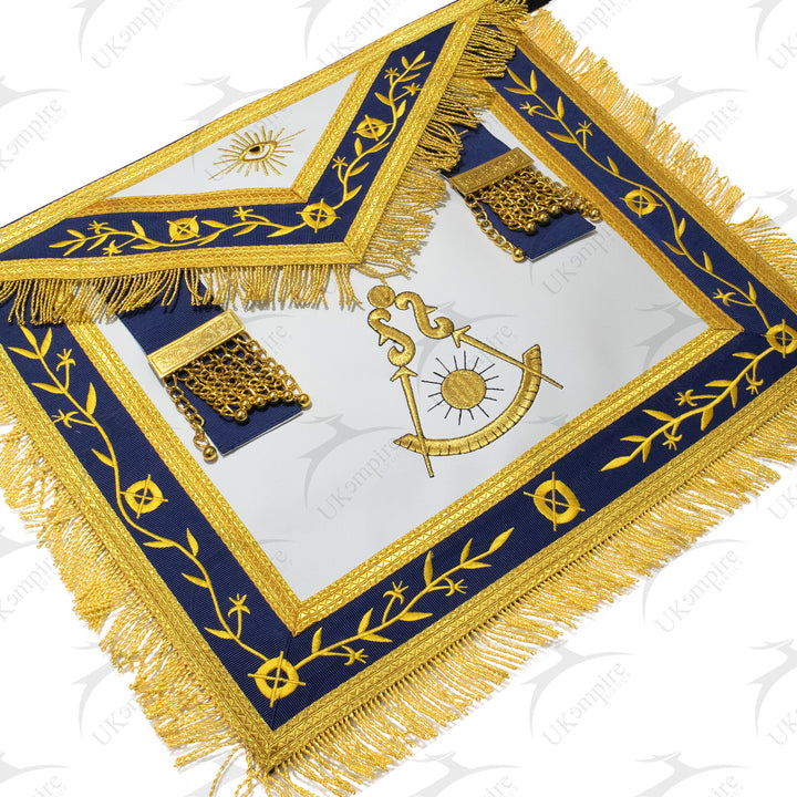 Masonic Blue Lodge Past Master Apron Leather – Navy Blue Ribbon