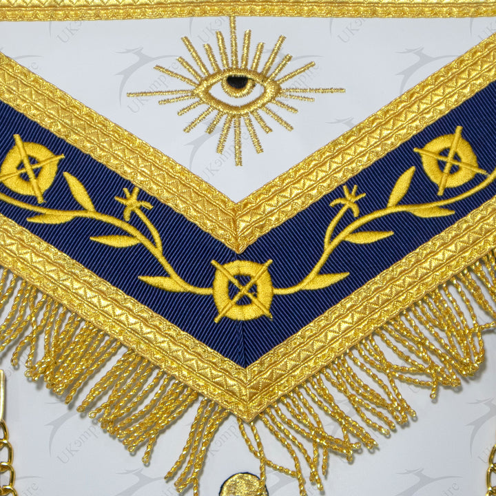 Masonic Blue Lodge Past Master Apron Leather – Navy Blue Ribbon