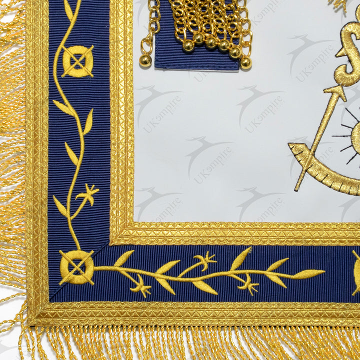 Masonic Blue Lodge Past Master Apron Leather – Navy Blue Ribbon