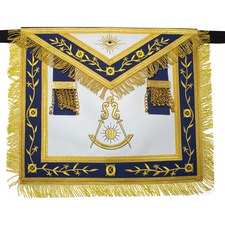 Masonic Blue Lodge Past Master Apron Leather – Navy Blue Ribbon