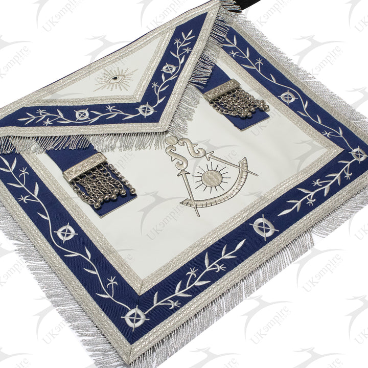 Masonic Blue Lodge Past Master Apron Leather – Navy Blue Ribbon