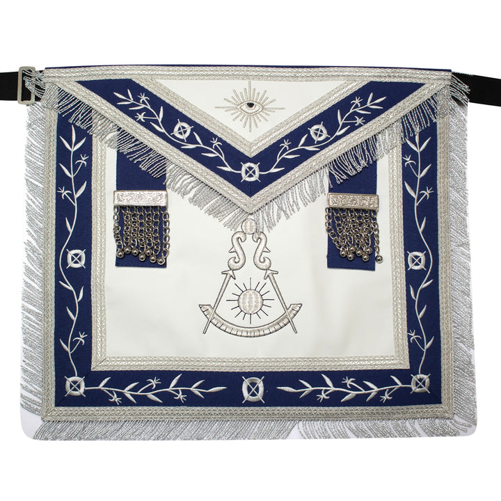 Masonic Blue Lodge Past Master Apron Leather – Navy Blue Ribbon
