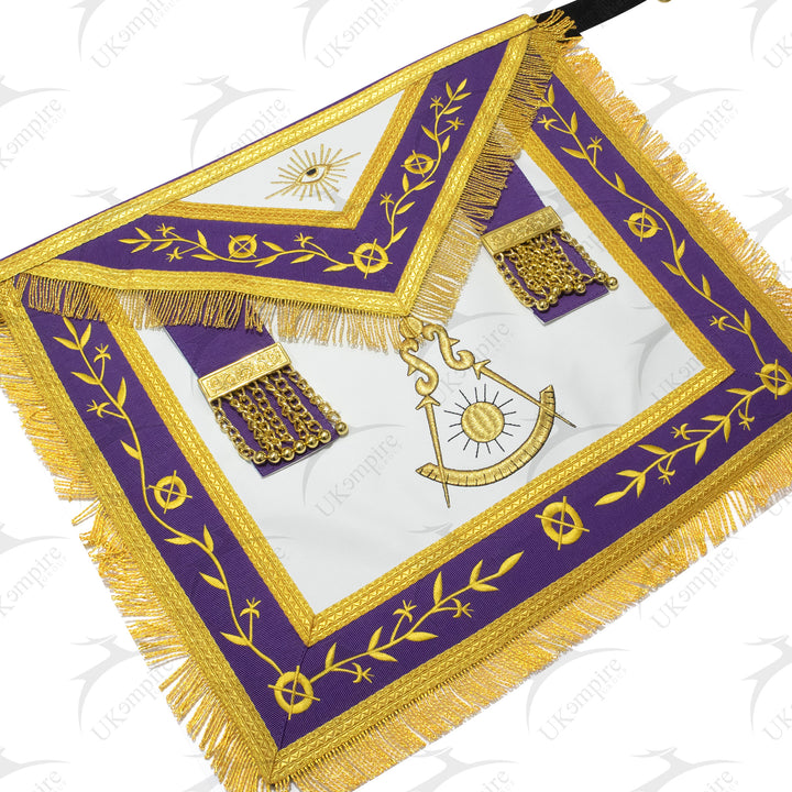 Masonic Blue Lodge Past Master Apron Leather – Purple Ribbon