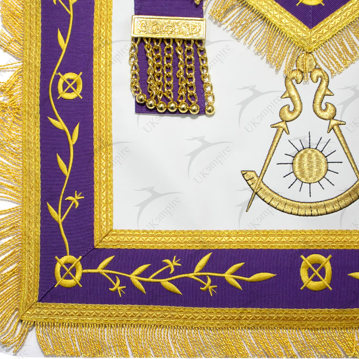 Masonic Blue Lodge Past Master Apron Leather – Purple Ribbon