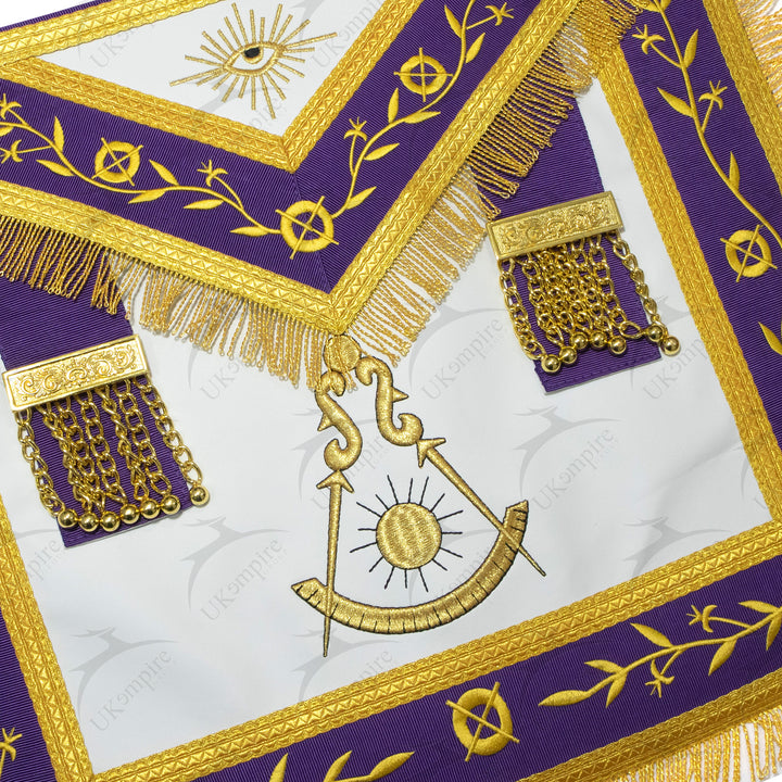Masonic Blue Lodge Past Master Apron Leather – Purple Ribbon