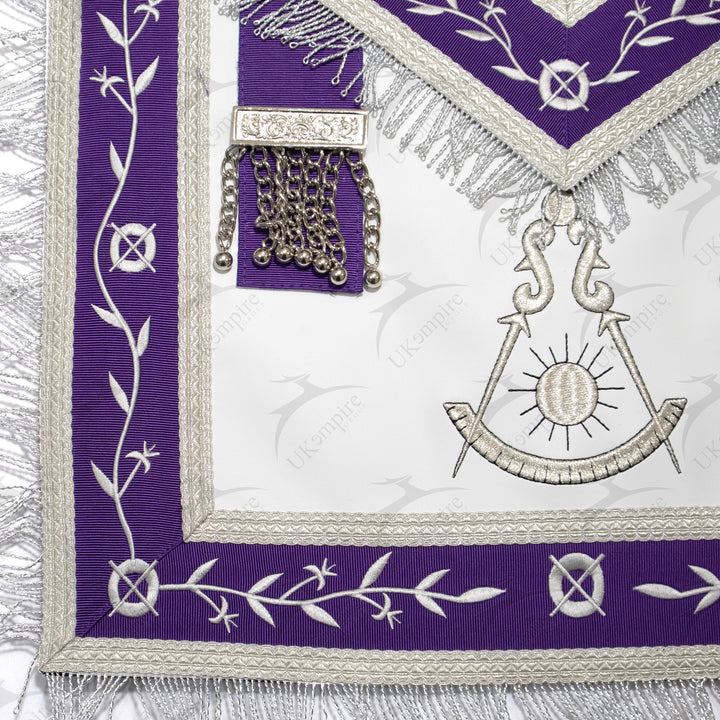 Masonic Blue Lodge Past Master Apron Leather – Purple Ribbon