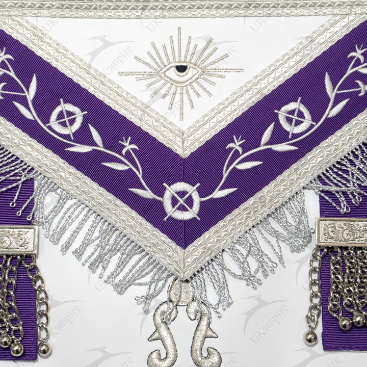 Masonic Blue Lodge Past Master Apron Leather – Purple Ribbon