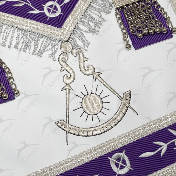 Masonic Blue Lodge Past Master Apron Leather – Purple Ribbon
