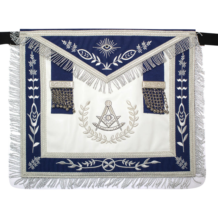 Masonic Blue Lodge Past Master Apron With Wreath – Navy Blue Ribbon