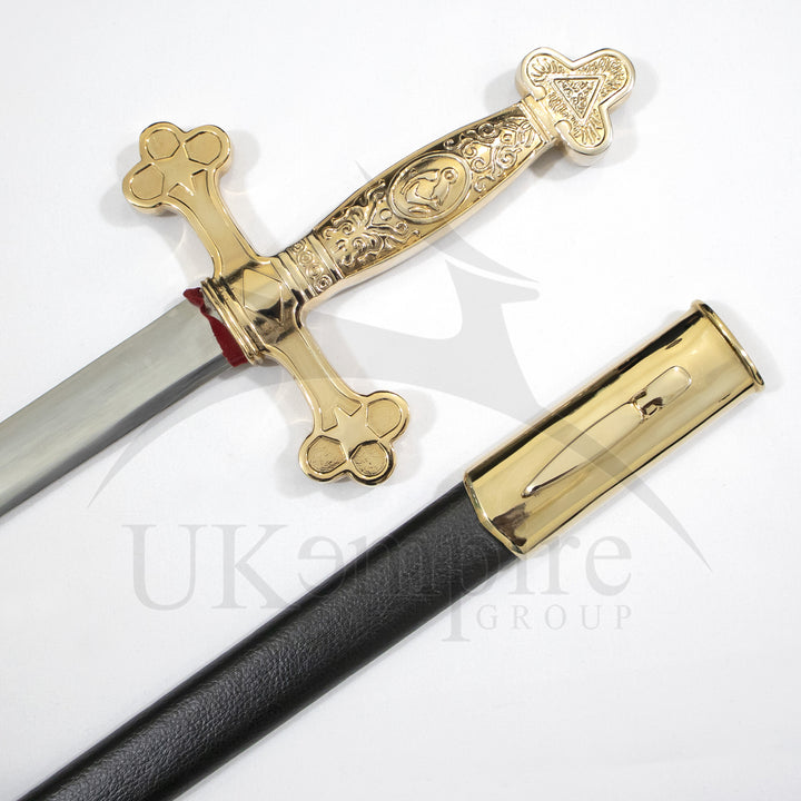 Masonic Ceremonial Square Compass Sword & Scabbard Set with Leather Carrying Case-3