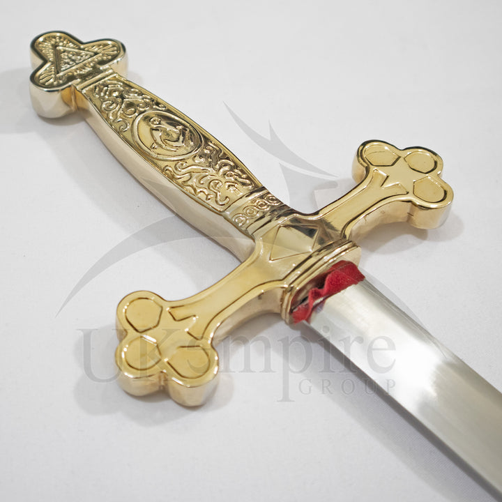 Masonic Ceremonial Square Compass Sword & Scabbard Set with Leather Carrying Case-4