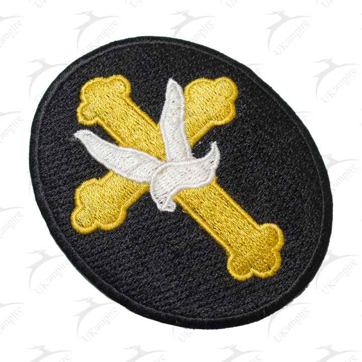 Premium Christian Cross Patch Gold Machine Embroidery – Iron-On Back