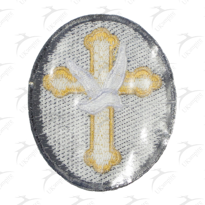 Premium Christian Cross Patch Gold Machine Embroidery – Iron-On Back