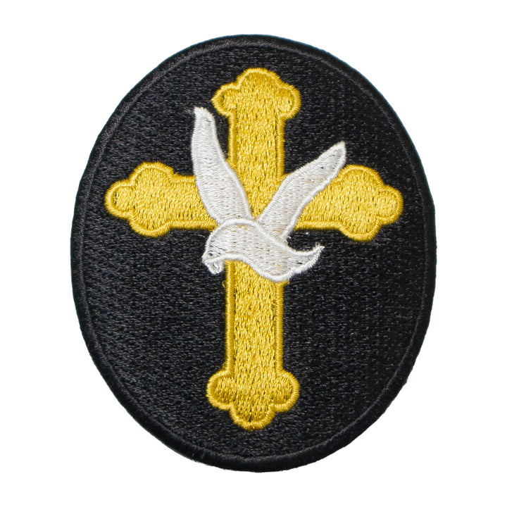 Premium Christian Cross Patch Gold Machine Embroidery – Iron-On Back