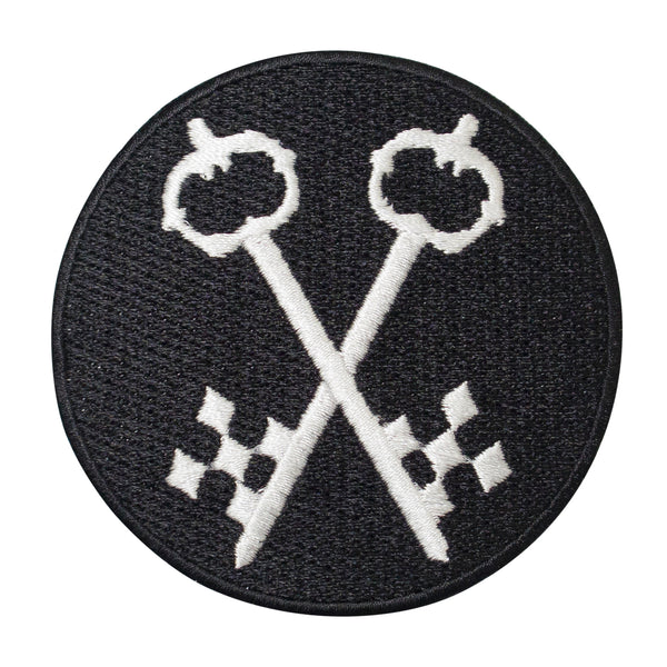 Masonic Crossed Keys Patch Machine Embroidery – Iron-On Back
