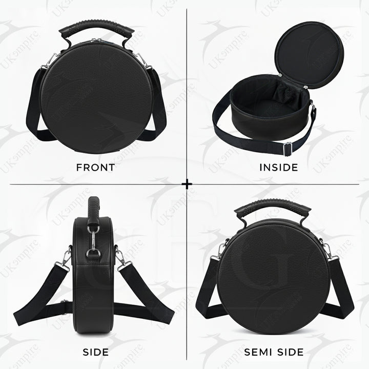 Masonic Crown Cap Case Black, Faux Leather (Foldable Design) Lightweight Easy to Carry