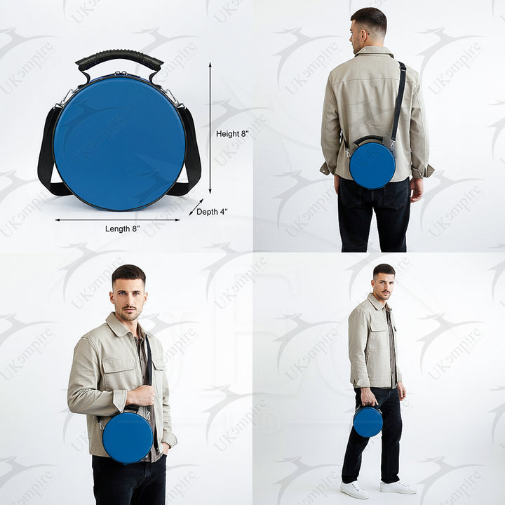 Masonic Crown Cap Case Blue, Faux Leather (Foldable Design) Lightweight Easy to Carry