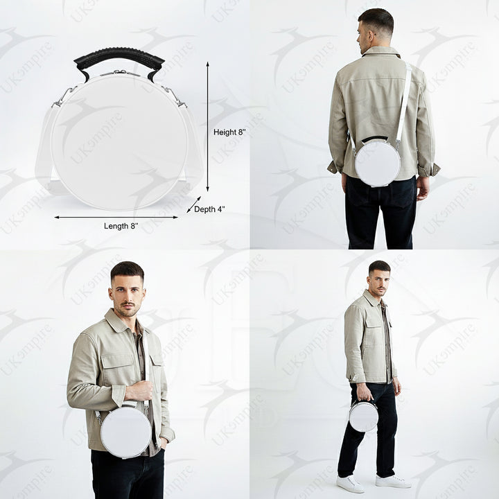 Masonic Crown Cap Case White, Faux Leather (Foldable Design) Lightweight Easy to Carry