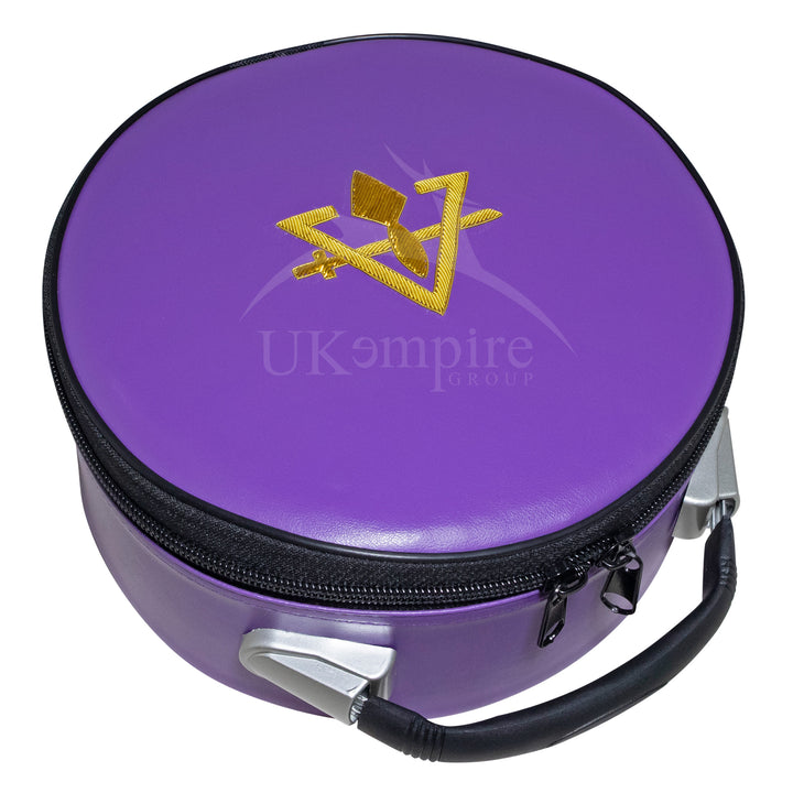 Cryptic Masons Crown Cap Case Purple, Sword Trowel Emblem Hand Embroidered 2