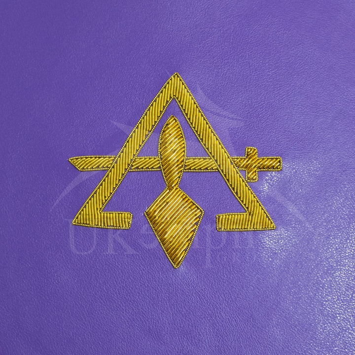 Cryptic Masons Crown Cap Case Purple, Sword Trowel Emblem Hand Embroidered 3