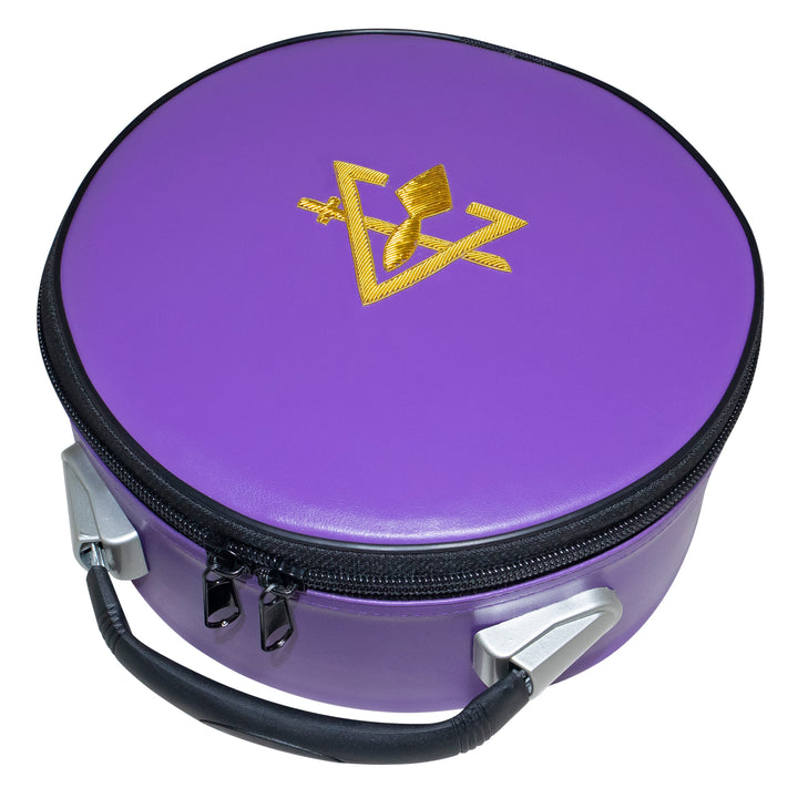 Cryptic Masons Crown Cap Case Purple, Sword Trowel Emblem Hand Embroidered