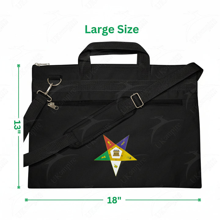 Masonic Eastern Star Black Tote Bag Printed with Hand & Shoulder Carry