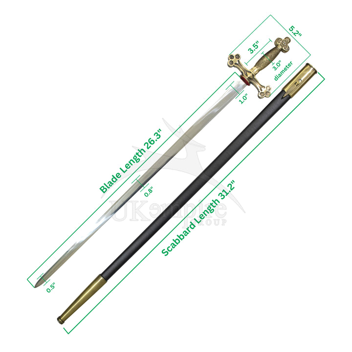 Masonic US Fraternal Fellow Craft (Square & Compass) Sword, Scabbard & Leather Case Set of 3-1