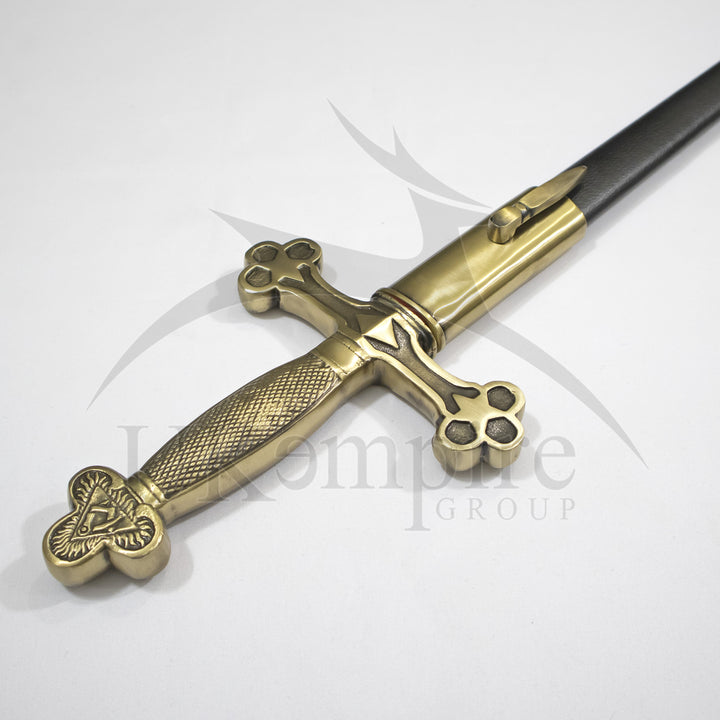 Masonic US Fraternal Fellow Craft (Square & Compass) Sword, Scabbard & Leather Case Set of 3-4