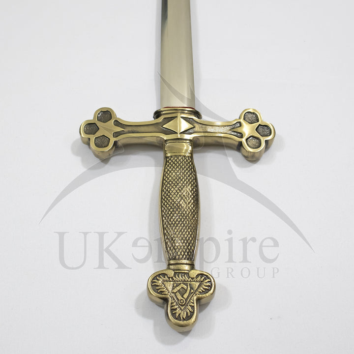 Masonic US Fraternal Fellow Craft (Square & Compass) Sword, with black Leather Case (Set of 2)-4