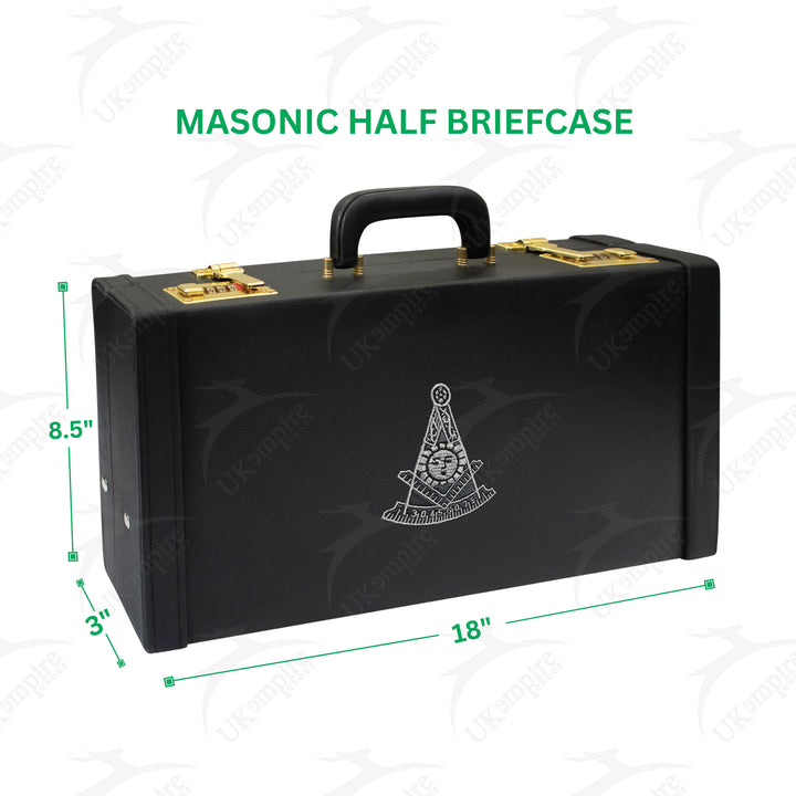 Masonic Apron Half Briefcase Past Master Silver – Black Leather