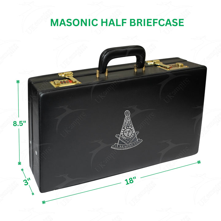 Masonic Apron Half Briefcase Past Master Silver – Black Leather