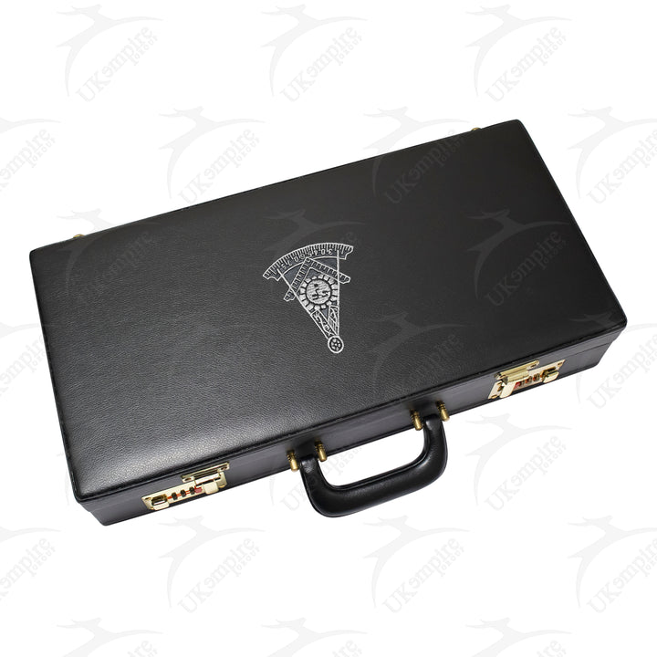 Masonic Apron Half Briefcase Past Master Silver – Black Leather