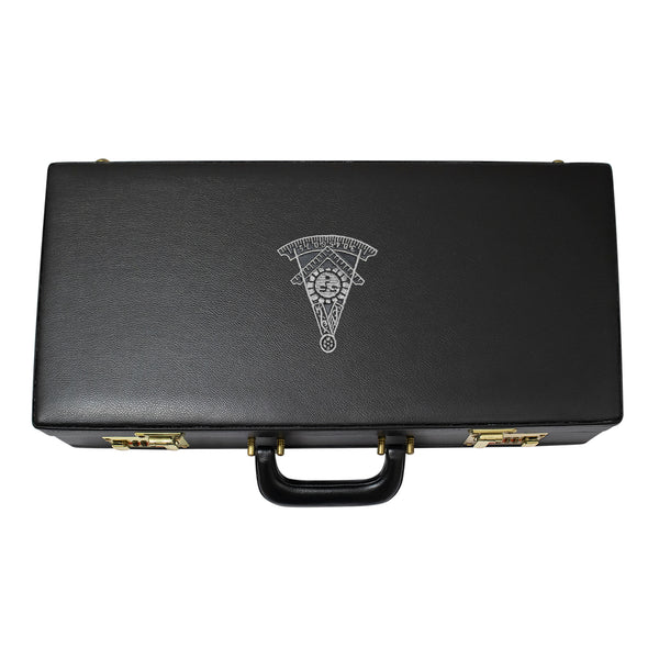 Masonic Apron Half Briefcase Past Master Silver – Black Leather