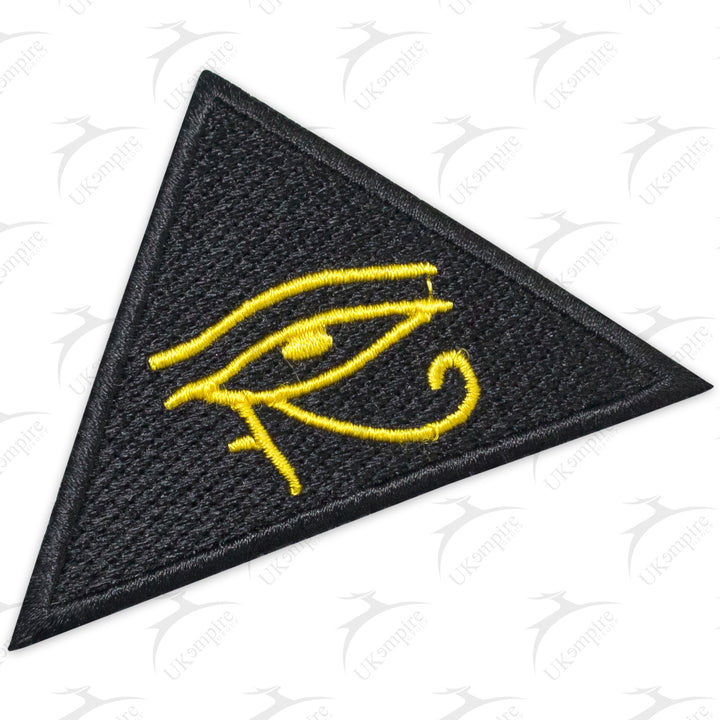Masonic Holy Eye of Horus Triangle Patch Yellow Embroidery, Iron-On Back