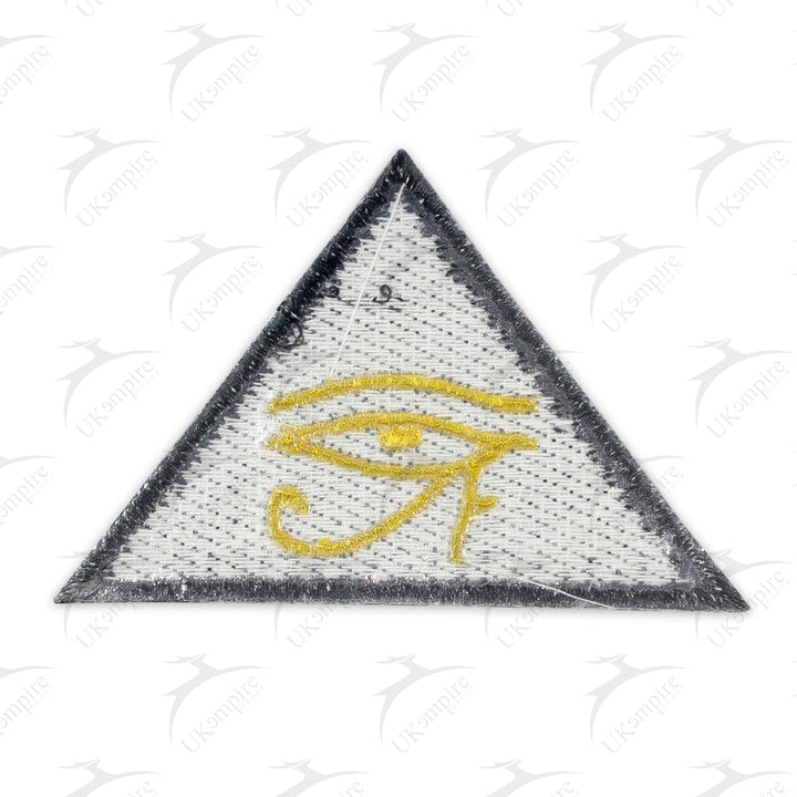 Masonic Holy Eye of Horus Triangle Patch Yellow Embroidery, Iron-On Back
