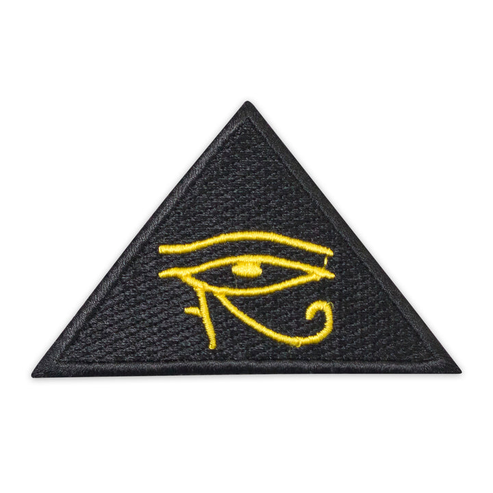 Masonic Holy Eye of Horus Triangle Patch Yellow Embroidery, Iron-On Back