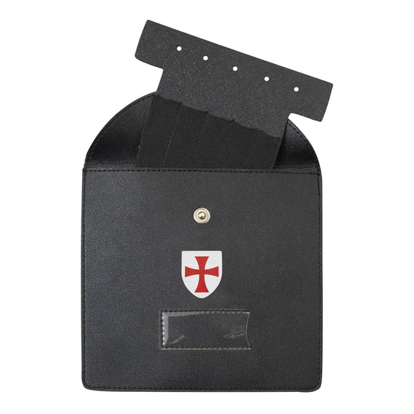 Masonic Knight Templar Shield Jewel Holder Case Black Faux Leather – Medium