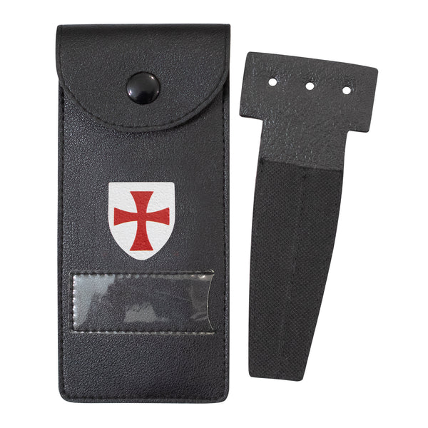 Masonic Knight Templar Shield Jewel Holder Case Black Leather – Small