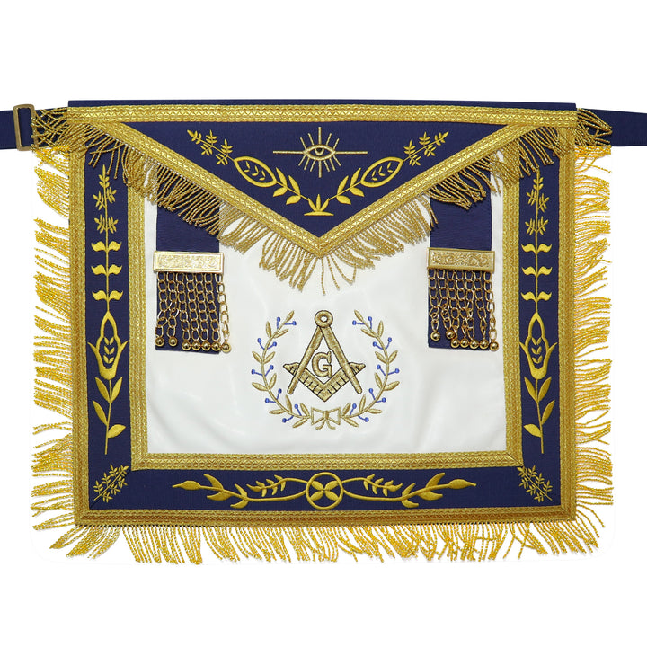 Masonic Past Master Apron With (Wreath) – Navy Blue Ribbon