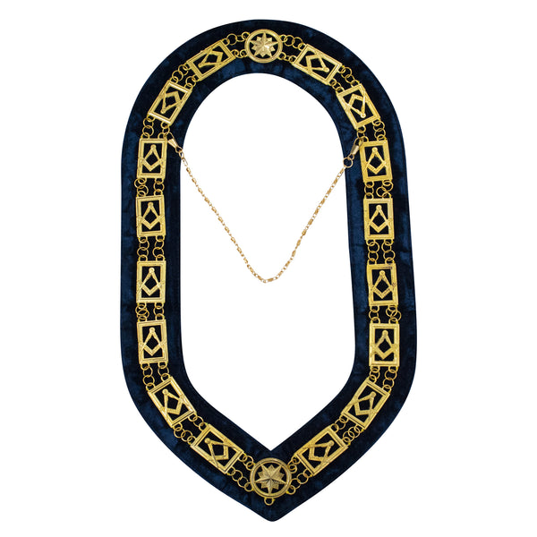 Masonic Blue Lodge Master Mason Chain Collar Navy Velvet Gold