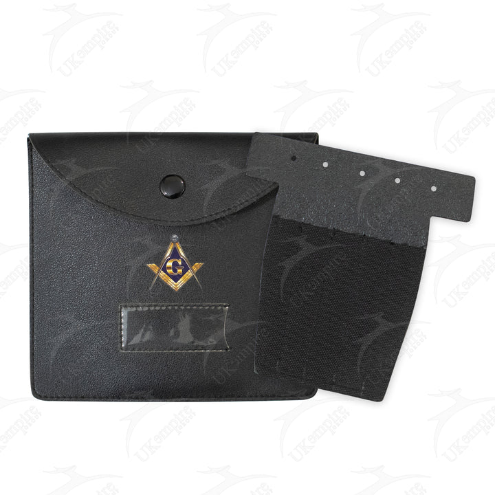 Masonic Master Mason Gold Jewel Holder Case Black Leather – Medium