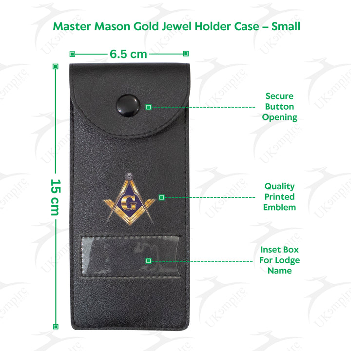 Masonic Master Mason Gold Jewel Holder Case Black Faux Leather – Small