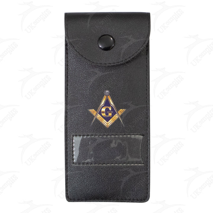 Masonic Master Mason Gold Jewel Holder Case Black Faux Leather – Small