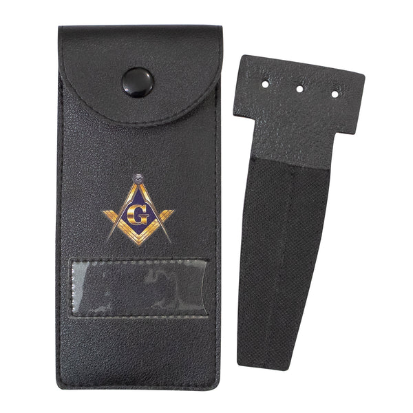 Masonic Master Mason Gold Jewel Holder Case Black Faux Leather – Small