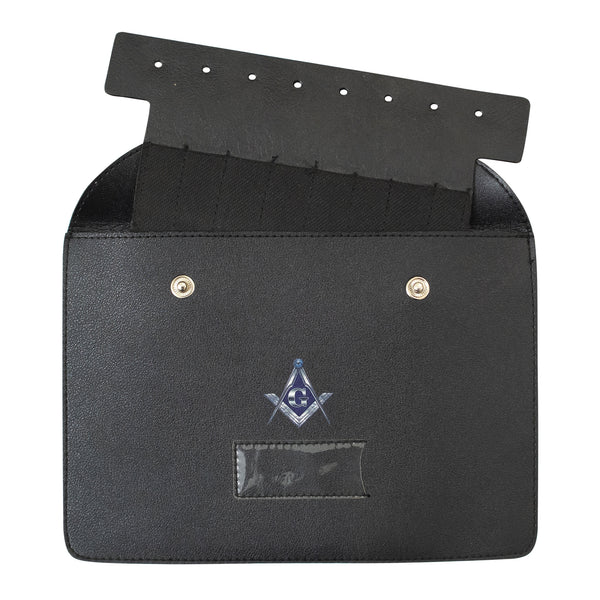 Masonic Master Mason Silver Pocket Jewel Holder Black Leather – Large