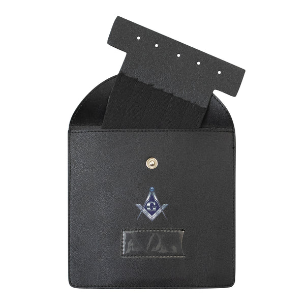 Masonic Master Mason Silver Jewel Holder Case Black Leather – Medium