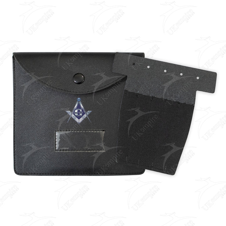 Masonic Master Mason Silver Jewel Holder Case Black Leather – Medium