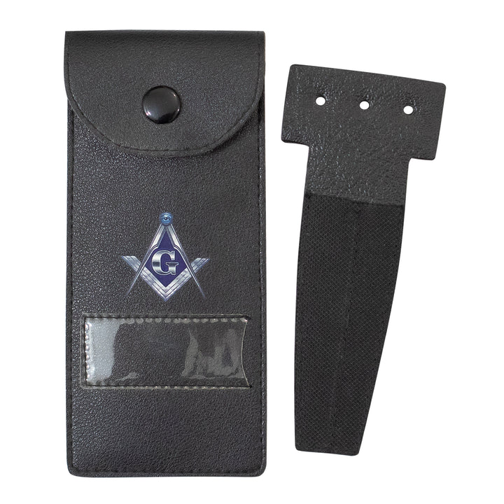 Masonic Master Mason Silver Jewel Holder Case Black Leather – Small