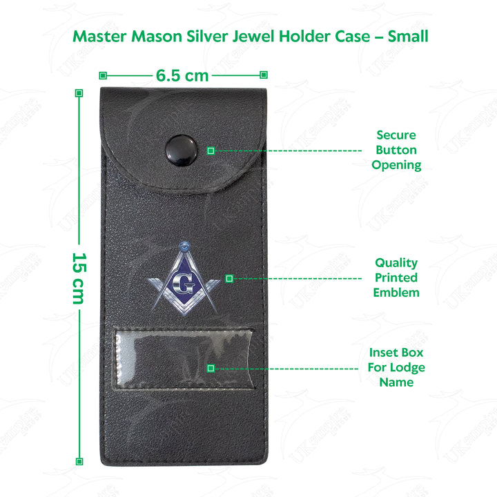 Masonic Master Mason Silver Jewel Holder Case Black Leather – Small
