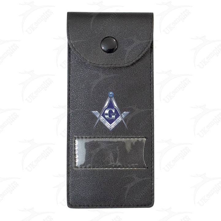 Masonic Master Mason Silver Jewel Holder Case Black Leather – Small